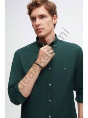 Slim Fit Yeşil Oxford Düğmeli Yakalı Gömlek