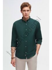Slim Fit Yeşil Oxford Düğmeli Yakalı Gömlek
