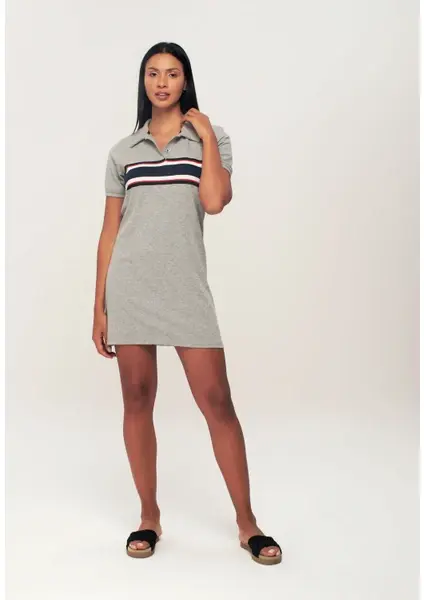 Gri Polo Yaka Elbise